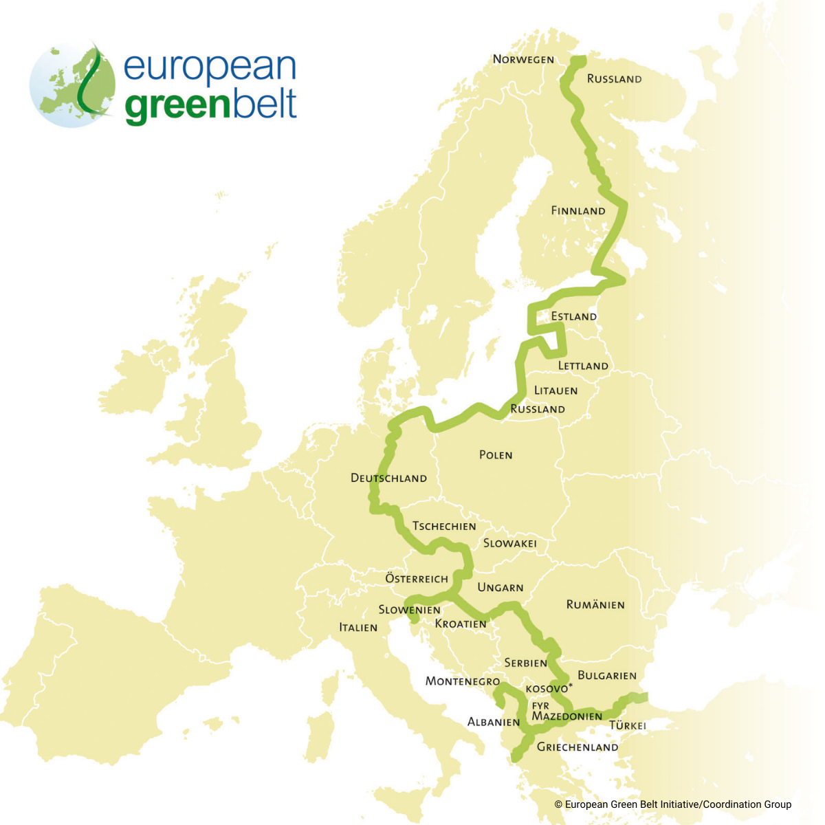 Karte des europäischen Grünen Bandes